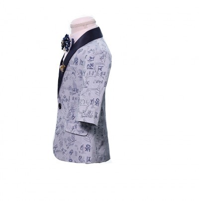 SKCST022 custom-made short children's suit style seven-sleeve performance suit flower shirt flower dress children's suit manufacturer front view